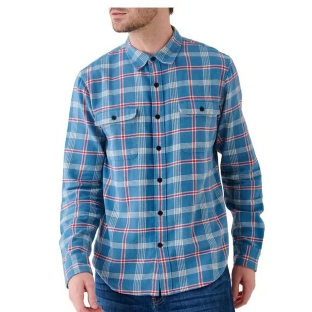 Lucky Brand Mens Humboldt Woven Flannel Shirt Blue Plaid Small NWT